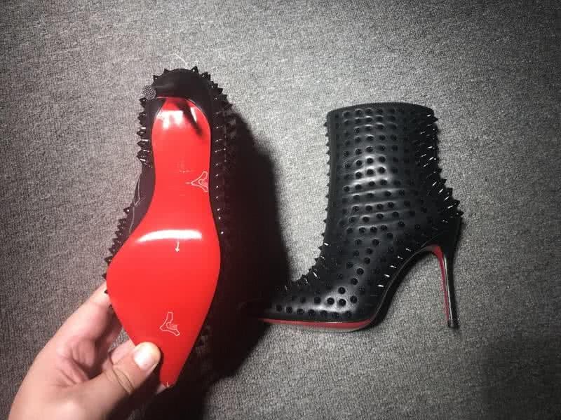 Christian Louboutin Women's Boots All Black Rivets High Heels 5