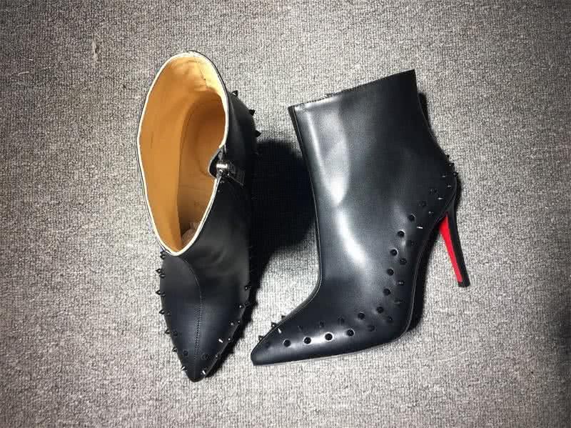 Christian Louboutin Women's Boots Black Rivet Along The Rim Black High Heels 3