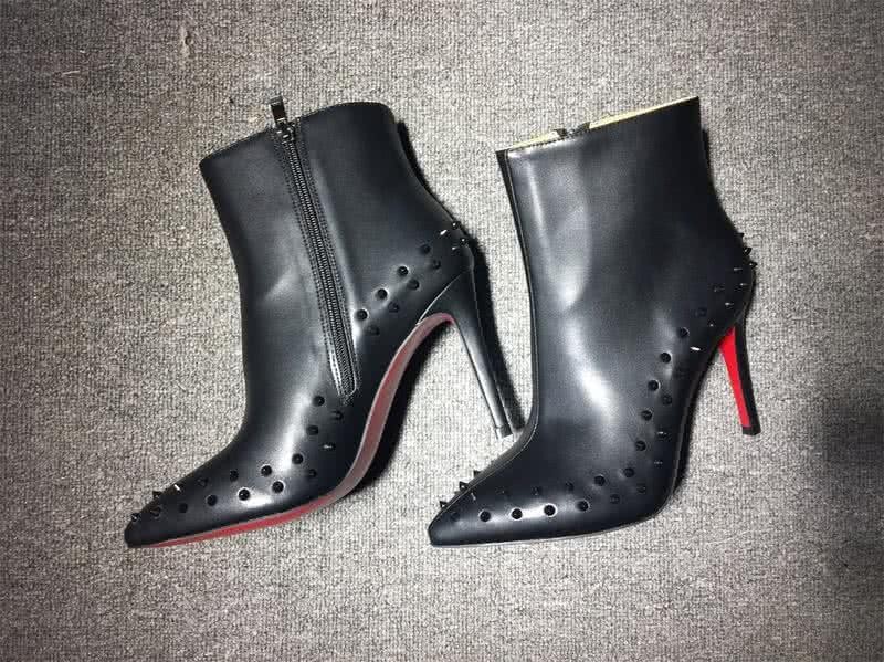 Christian Louboutin Women's Boots Black Rivet Along The Rim Black High Heels 4