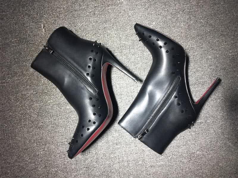 Christian Louboutin Women's Boots Black Rivet Along The Rim Black High Heels 5