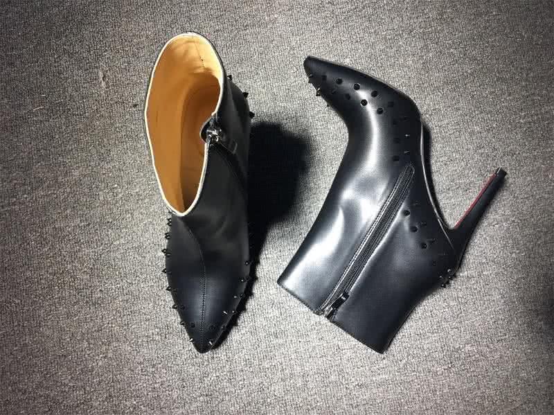 Christian Louboutin Women's Boots Black Rivet Along The Rim Black High Heels 6