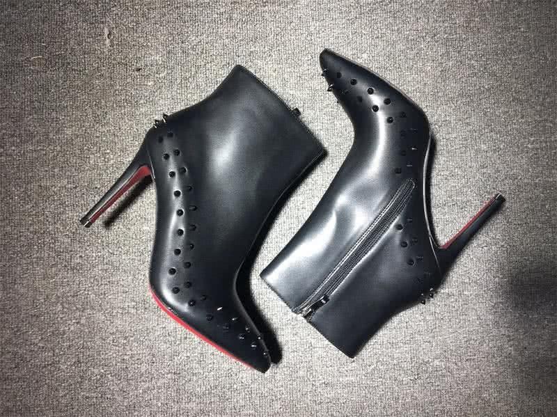Christian Louboutin Women's Boots Black Rivet Along The Rim Black High Heels 7