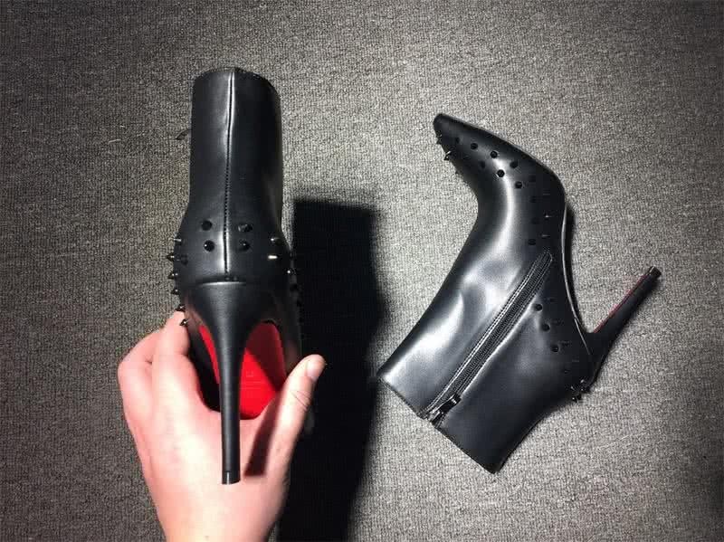 Christian Louboutin Women's Boots Black Rivet Along The Rim Black High Heels 8