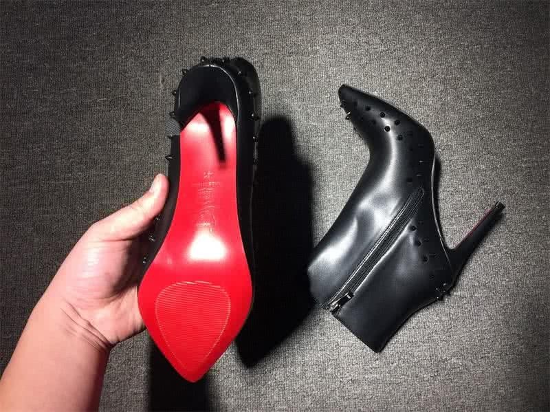 Christian Louboutin Women's Boots Black Rivet Along The Rim Black High Heels 9