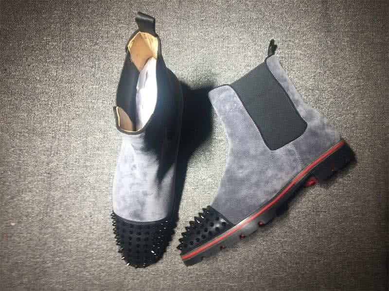 Christian Louboutin Men's Boots Grey Suede And Rivets On The Toe Cap 3