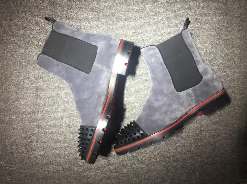 Christian Louboutin Men's Boots Grey Suede And Rivets On The Toe Cap 4