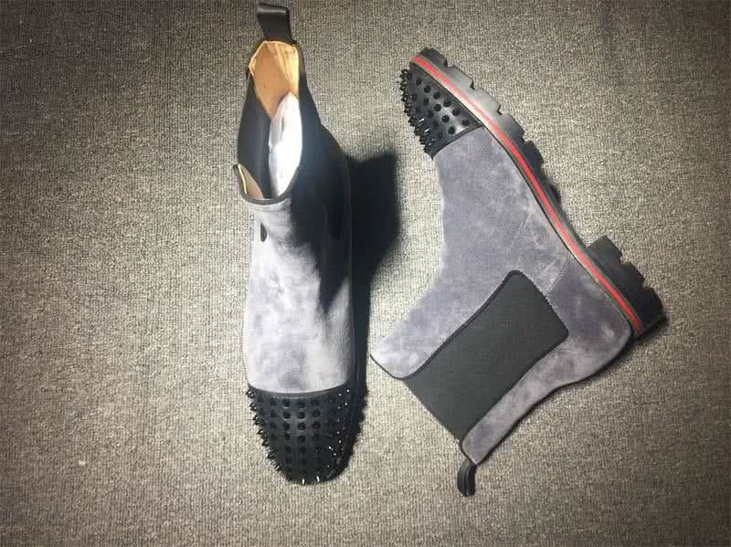 Christian Louboutin Men's Boots Grey Suede And Rivets On The Toe Cap 6
