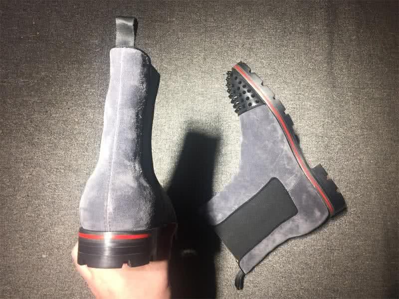 Christian Louboutin Men's Boots Grey Suede And Rivets On The Toe Cap 8