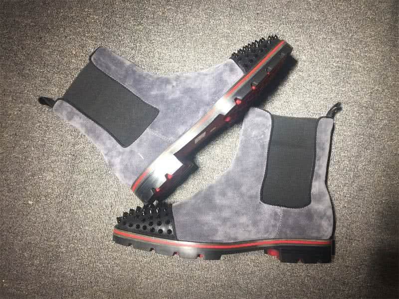 Christian Louboutin Men's Boots Grey Suede And Rivets On The Toe Cap 7