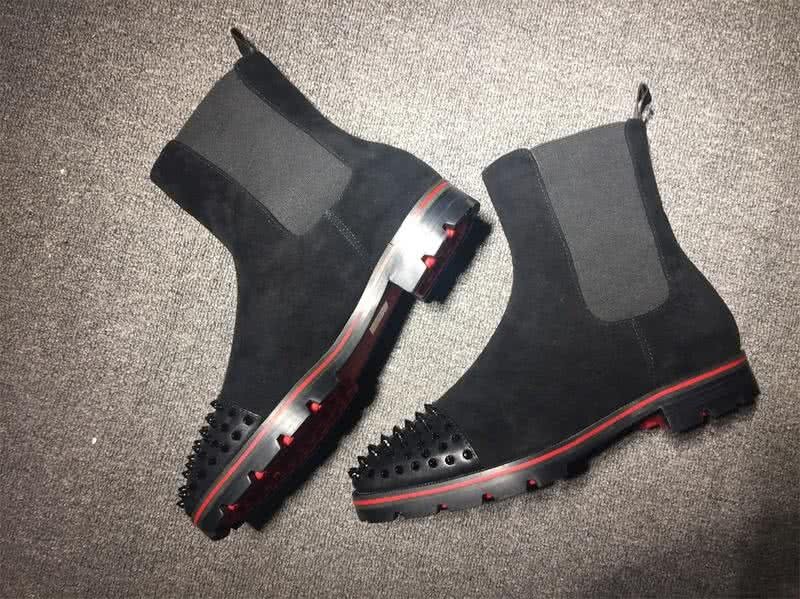 Christian Louboutin Men's Boots Black Suede And Rivets On The Toe Cap 5