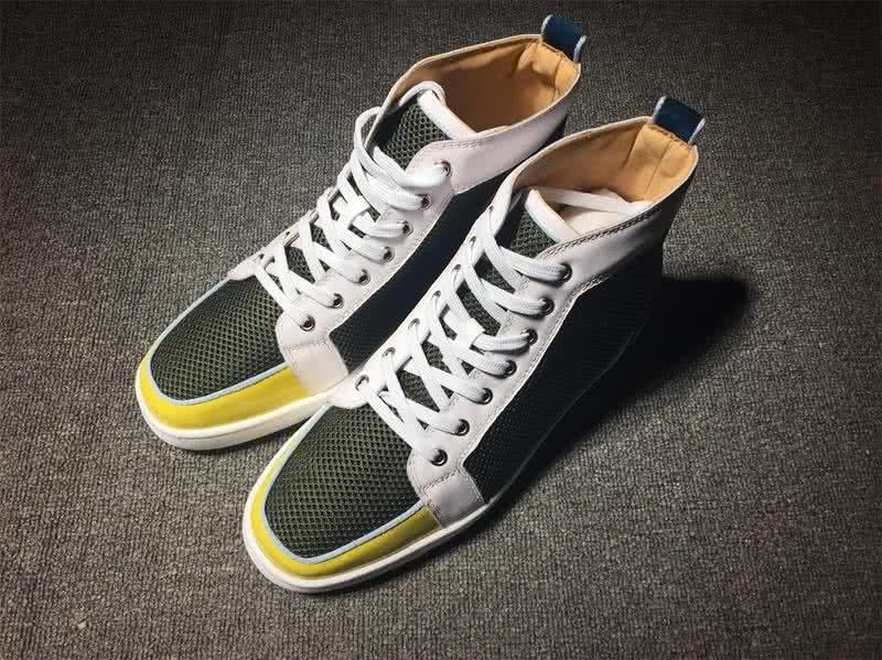 Christian Louboutin Cloth Sneaker Men/Women Green/White/Yellow 1