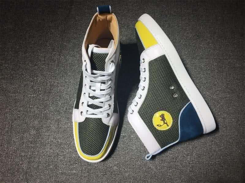 Christian Louboutin Cloth Sneaker Men/Women Green/White/Yellow 6