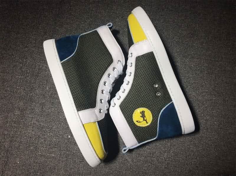 Christian Louboutin Cloth Sneaker Men/Women Green/White/Yellow 7