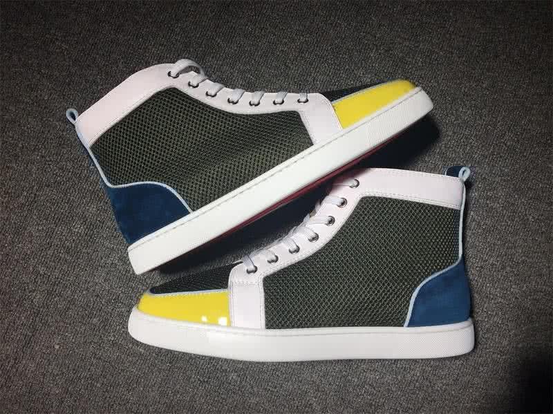 Christian Louboutin Cloth Sneaker Men/Women Green/White/Yellow 9