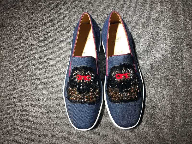 Christian Louboutin Low Top Blue Fabric And Rivets 2