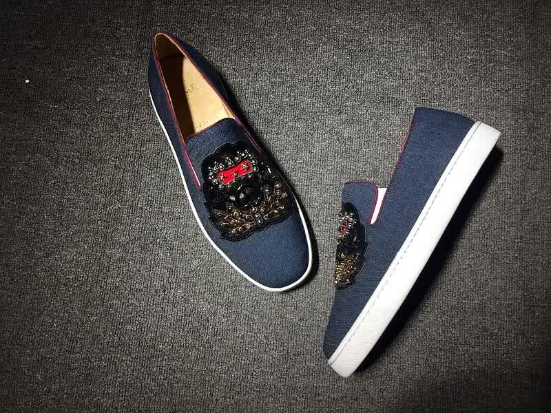 Christian Louboutin Low Top Blue Fabric And Rivets 4
