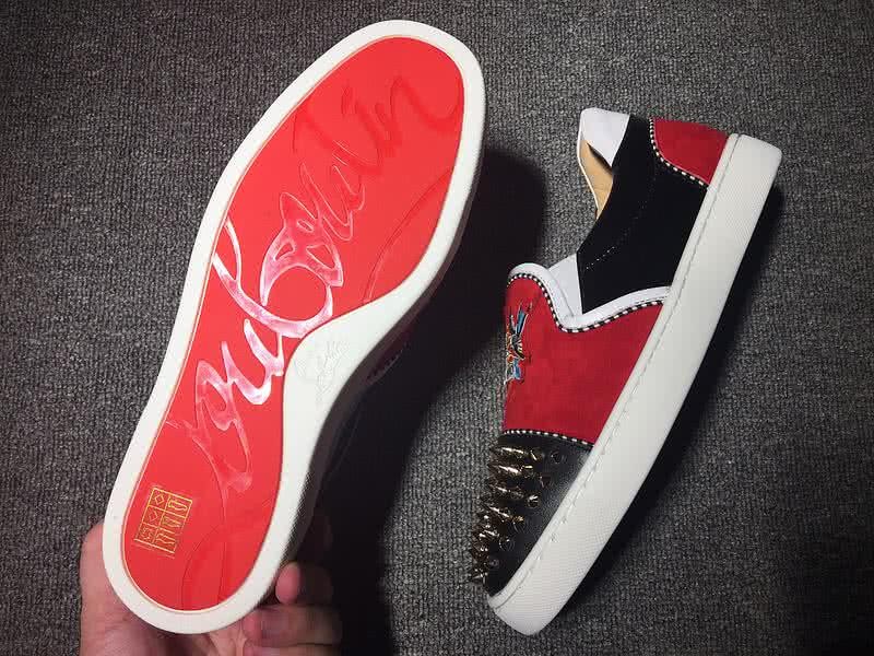 Christian Louboutin Low Top Black Rivets On Toe Cap Red And Black 7