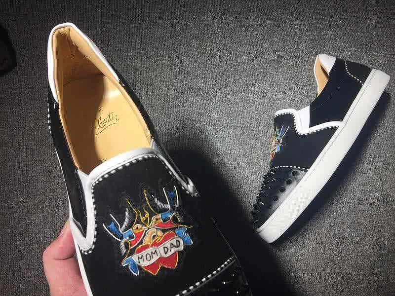 Christian Louboutin Low Top Black Rivets On Toe Cap And Painting Black Upper 8