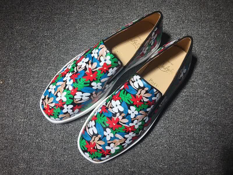 Christian Louboutin Low Top Painting Flowers And Leaves White Blue Green Red 1