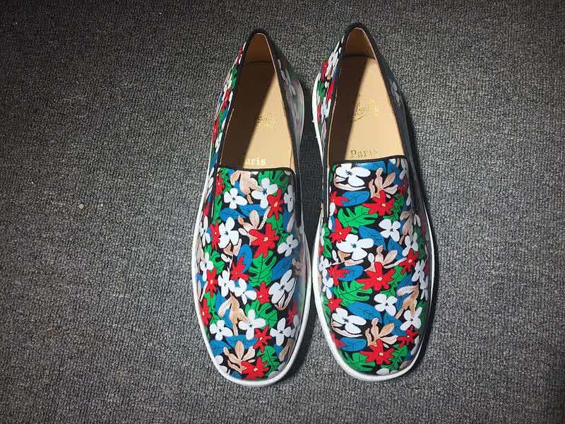 Christian Louboutin Low Top Painting Flowers And Leaves White Blue Green Red 8