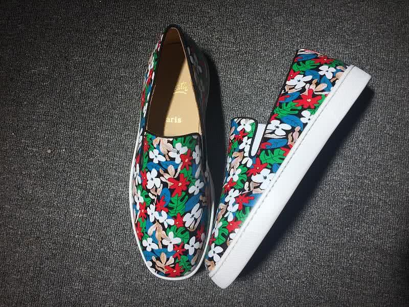 Christian Louboutin Low Top Painting Flowers And Leaves White Blue Green Red 9