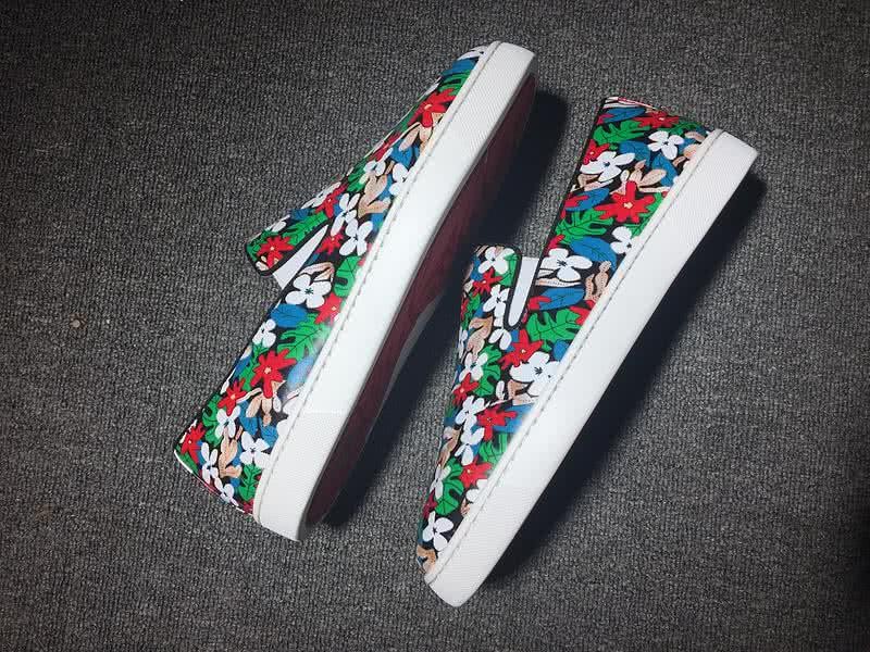 Christian Louboutin Low Top Painting Flowers And Leaves White Blue Green Red 3
