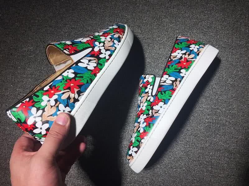 Christian Louboutin Low Top Painting Flowers And Leaves White Blue Green Red 5