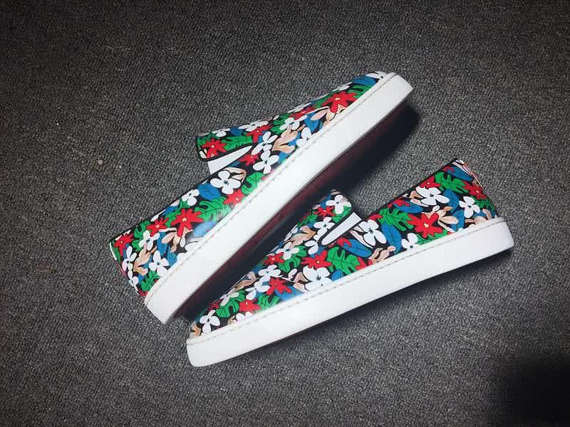 Christian Louboutin Low Top Painting Flowers And Leaves White Blue Green Red 7