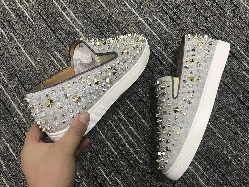 Christian Louboutin Low Top Silver And All Rivets 6