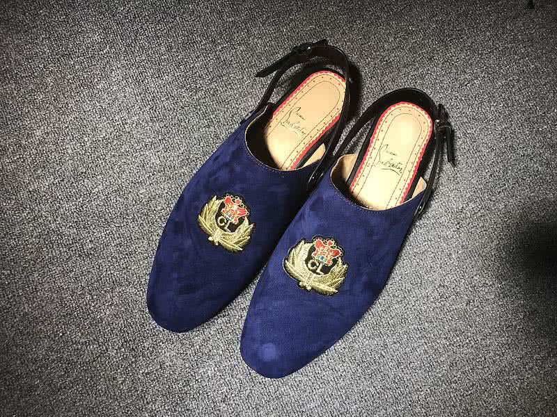 Christian Louboutin Women's Sandals Blue Suede And Embroidery 1