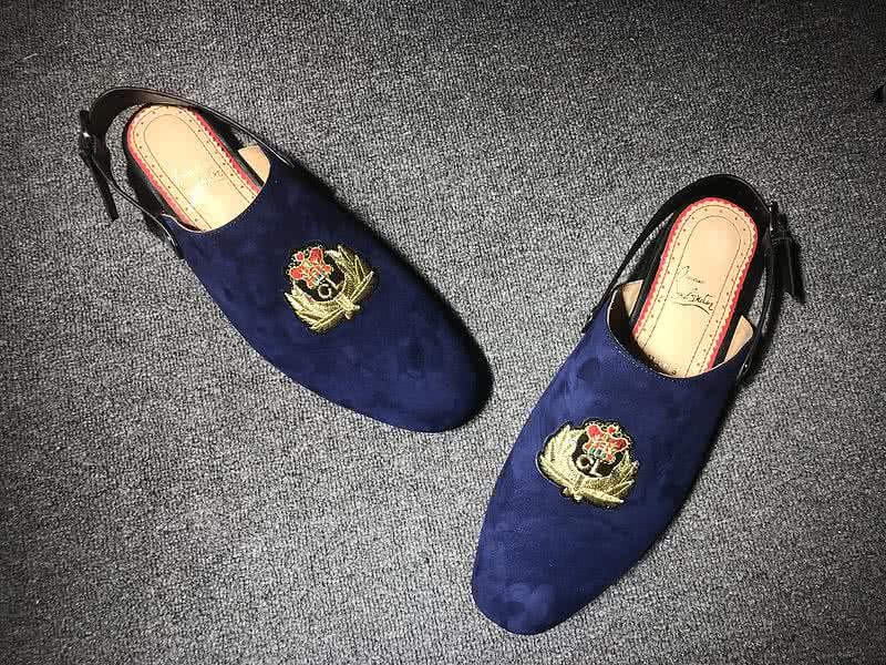 Christian Louboutin Women's Sandals Blue Suede And Embroidery 4