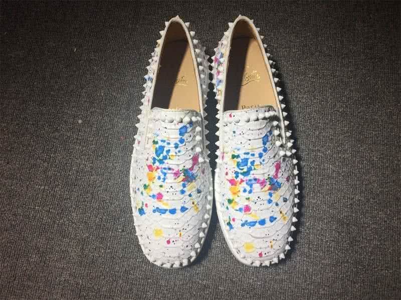 Christian Louboutin Low Top Rivets White Colorful Fake Snakeskin 3