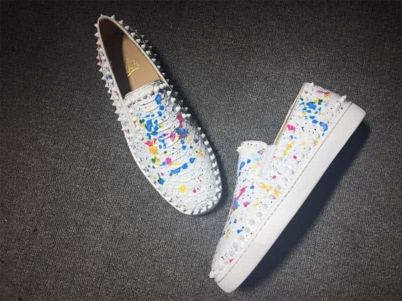 Christian Louboutin Low Top Rivets White Colorful Fake Snakeskin 4
