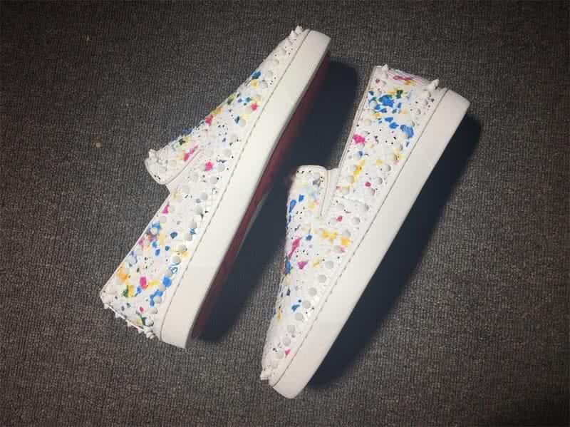 Christian Louboutin Low Top Rivets White Colorful Fake Snakeskin 5