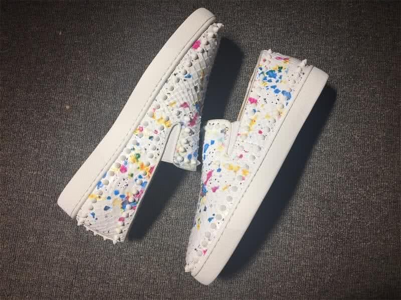 Christian Louboutin Low Top Rivets White Colorful Fake Snakeskin 6