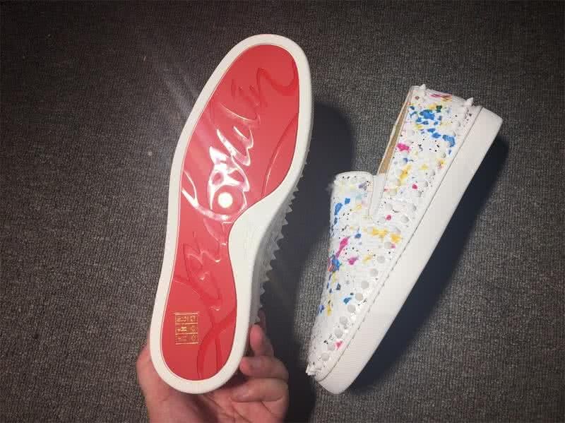 Christian Louboutin Low Top Rivets White Colorful Fake Snakeskin 8