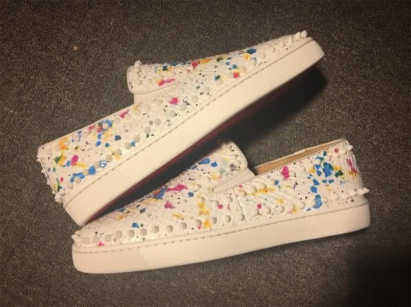 Christian Louboutin Low Top Rivets White Colorful Fake Snakeskin 9