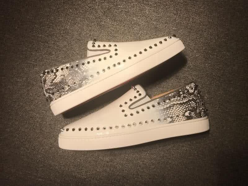 Christian Louboutin Low Top  Rivets White Leather 9