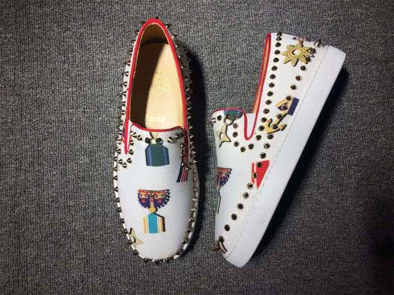 Christian Louboutin Low Top Rivets White Upper And Paintings 3