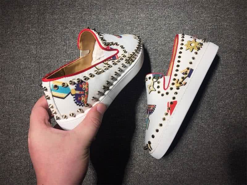 Christian Louboutin Low Top Rivets White Upper And Paintings 7
