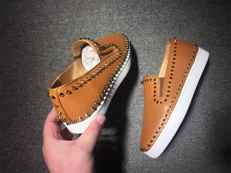 Christian Louboutin Low Top Rivets Camel Leather 7