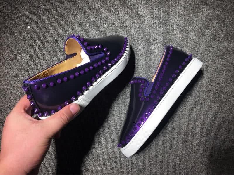 Christian Louboutin Low Top Rivets Purple Patent Leather 7