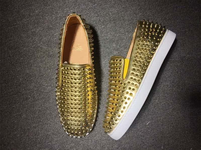 Christian Louboutin Low Top Golden Upper And All Full Rivets 3