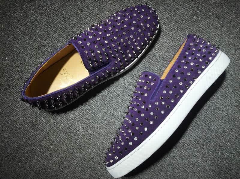 Christian Louboutin Low Top Purple Suede Upper And All Rivets 9