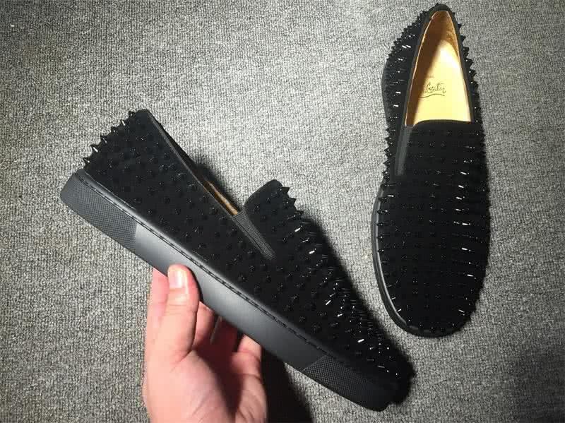 Christian Louboutin Low Top Black Patent Leather Upper And Full Rivets 9