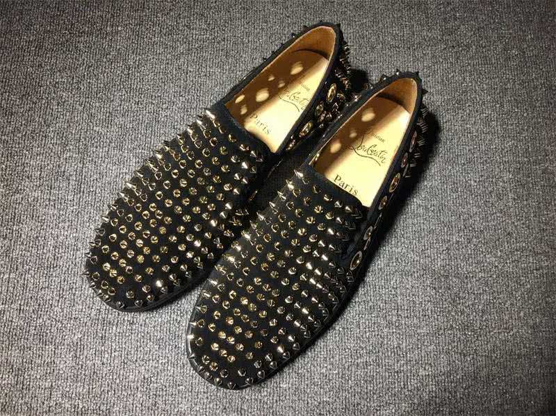 Christian Louboutin Low Top Black Upper And Full Golden Rivets 1