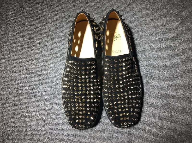 Christian Louboutin Low Top Black Upper And Full Golden Rivets 2