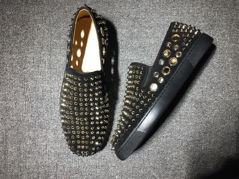 Christian Louboutin Low Top Black Upper And Full Golden Rivets 3