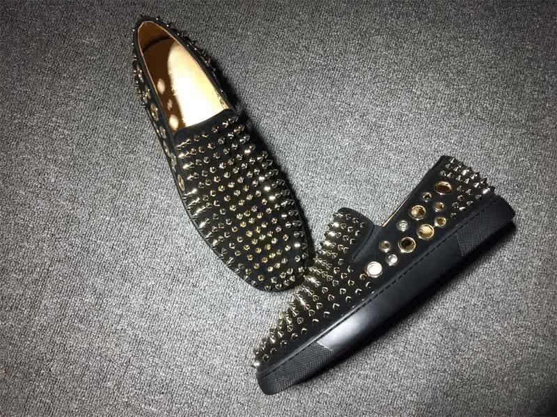 Christian Louboutin Low Top Black Upper And Full Golden Rivets 4
