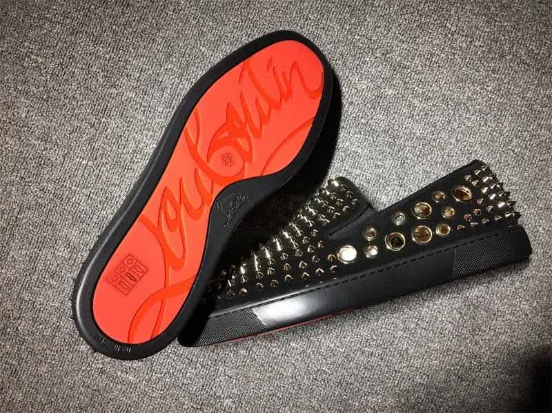 Christian Louboutin Low Top Black Upper And Full Golden Rivets 8